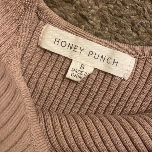 Tan Ribbed Off Shoulder Keyhole Tie Front Bodysuit Taupe Sweater Long Sleeve 🤎 - Picture 8 of 8